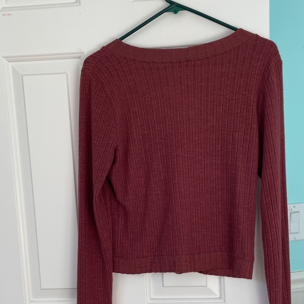 Sundays Ribbed Cardigan - Rust Red - Picture 4 of 8